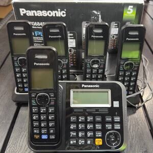 Panasonic KX-TG6845 Cordless Phone System 5 Handsets Digital Answering Machine